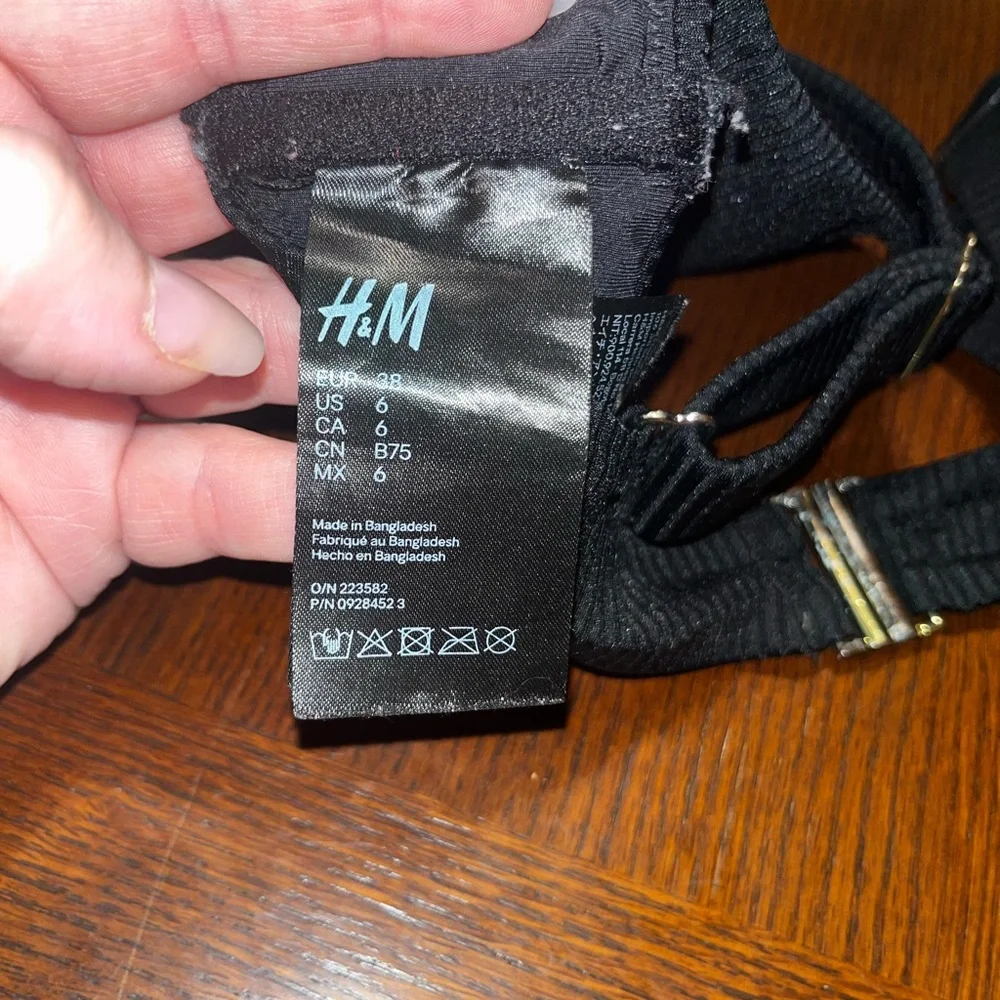 H&M Black Classic Ribbed Bikini Set Swimwear - Picture 6 of 8